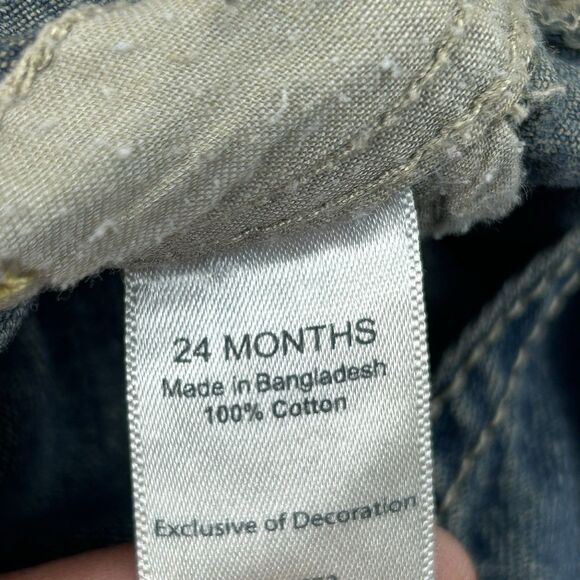 Oshkosh B’gosh Vestbak Blue Denim Overalls Size 24M Toddler Faded Snap - Picture 9 of 11